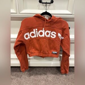Adidas Cropped Orange Hoodie - S